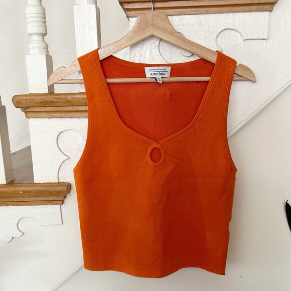 & Other Stories Orange Knit Keyhole Tank Top Ribbed Sleeveless Casual Size M - Picture 2 of 8